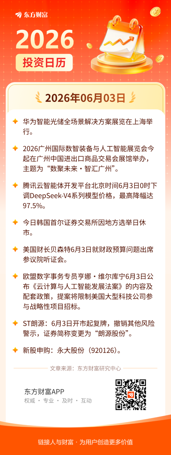 6月3日投资日历 | 华为智能光储全场景解决方案展览在上海举行